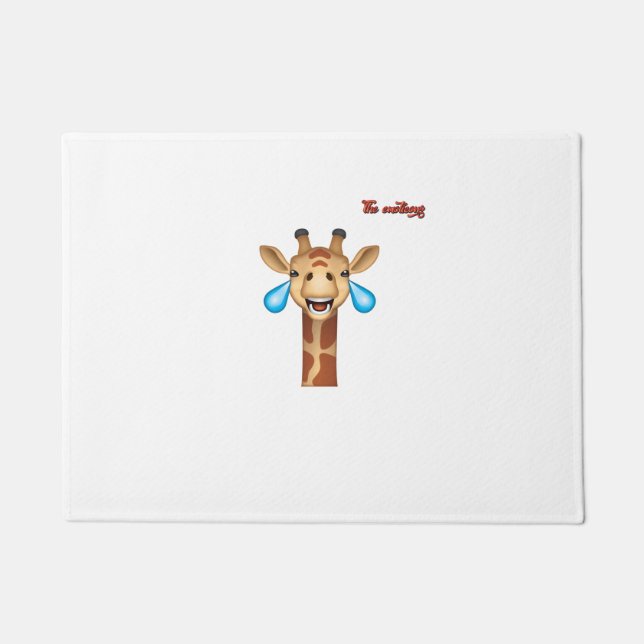 emoji happy crying giraffe face   doormat (Front)