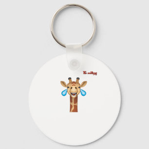 emoji happy crying giraffe face keychain