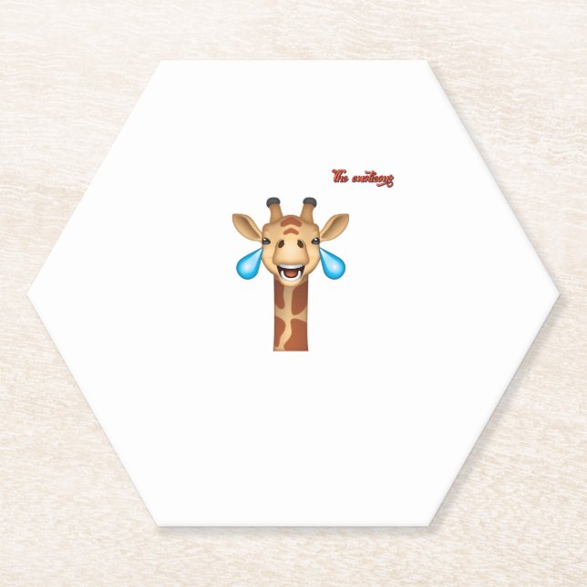 emoji happy crying giraffe face   paper coaster (Front)