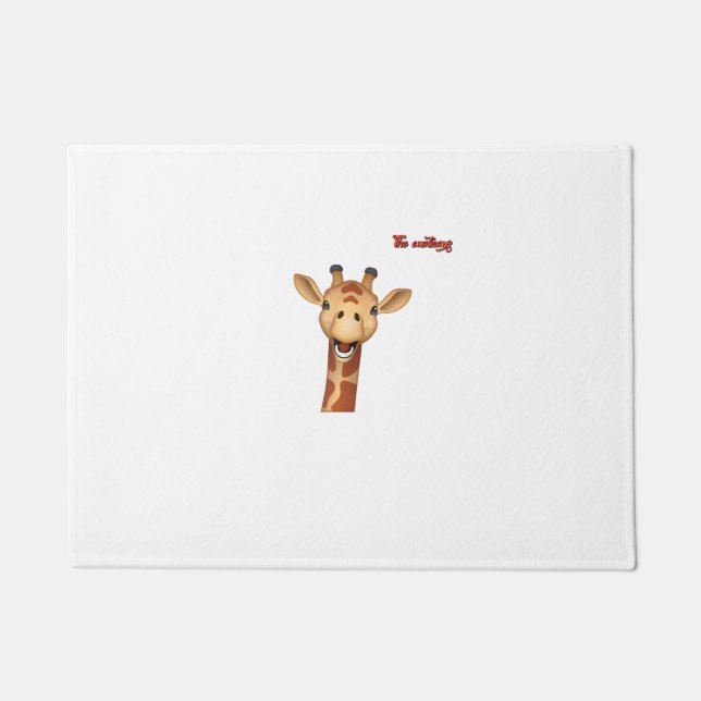 emoji happy enthusiastic giraffe face  doormat (Front)