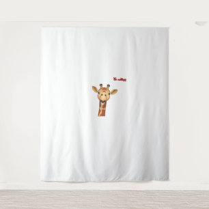 emoji happy enthusiastic giraffe face tapestry