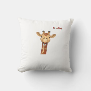 emoji happy enthusiastic giraffe face  throw pillow
