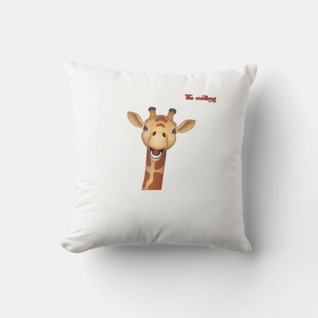 emoji happy enthusiastic giraffe face  throw pillow (Front)