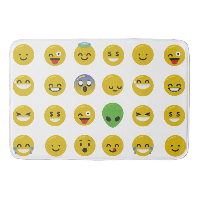 Emoji happy face bathroom bathmat bath mat (Front)