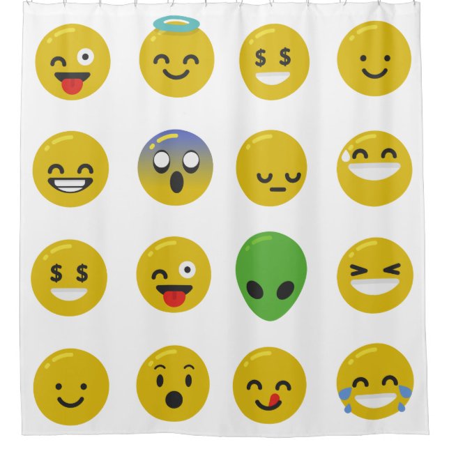 Emoji happy face bathroom shower curtain (Front)