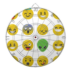 Emoji happy face dart board