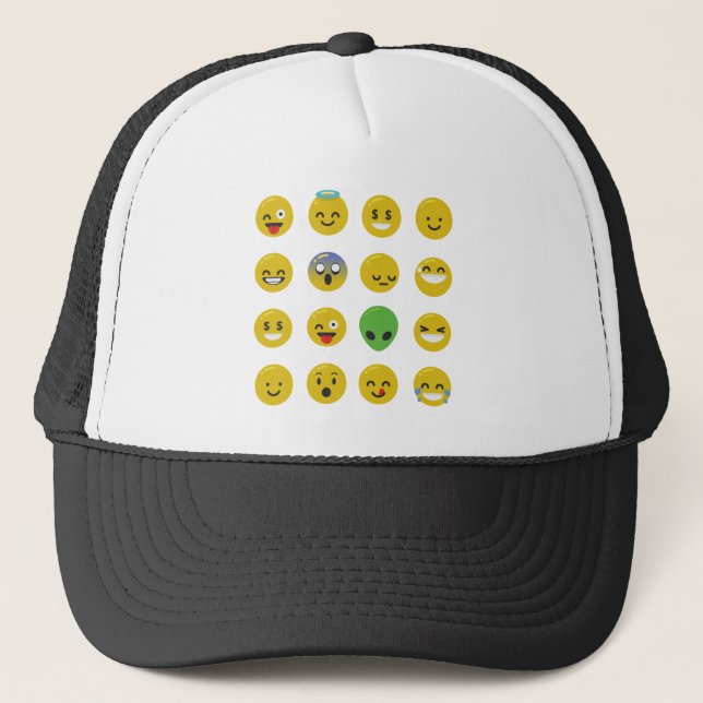 Emoji happy face trucker hat (Front)
