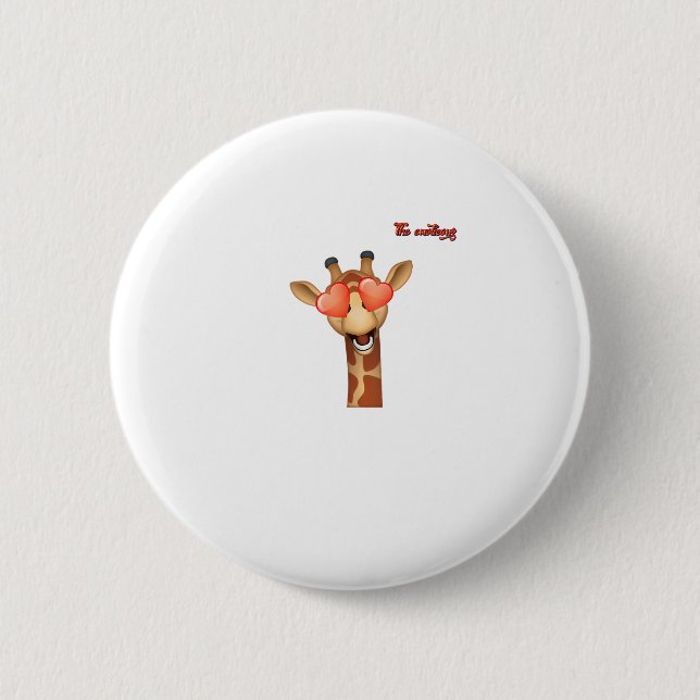 emoji happy love eyes giraffe face  button (Front)