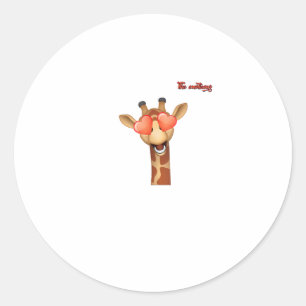 emoji happy love eyes giraffe face  classic round sticker