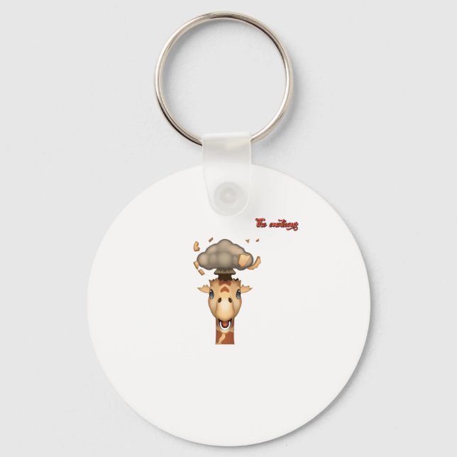emoji head exploding giraffe face   keychain (Front)