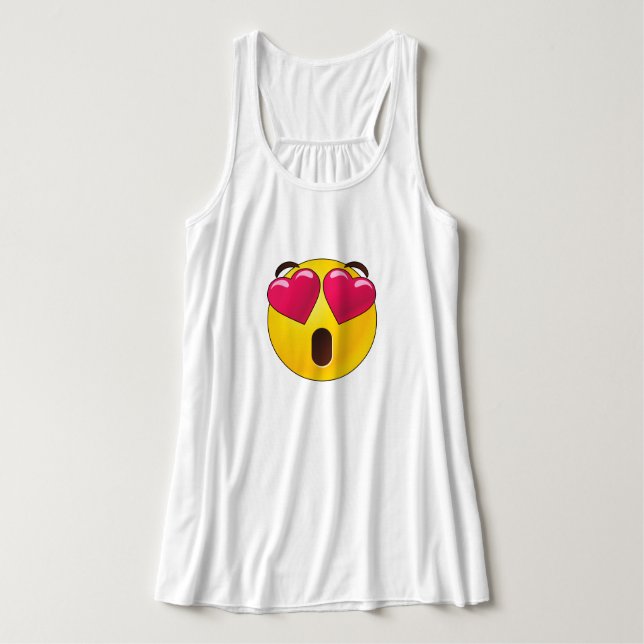Emoji Heart Eyes Valentines Tank Top (Design Front)