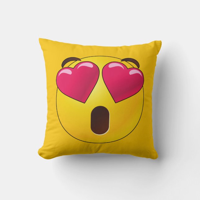 Emoji Heart Eyes Valentines Throw Pillow (Front)