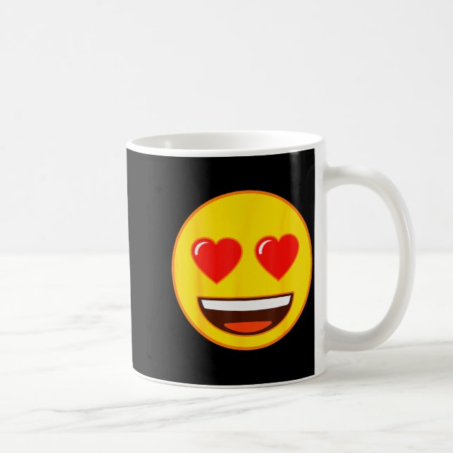 Emoji Heart Eyes Yellow Smile Face  Coffee Mug (Right)