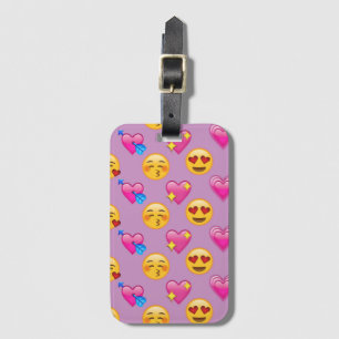 Emoji Hearts and Love Pink Patternsd Luggage Tag