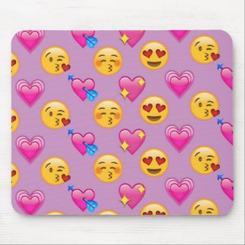 Emoji Hearts And Love Pink Patternsd Mouse Pad by MishMoshEmoji at Zazzle