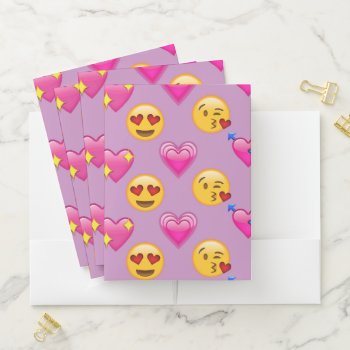 Emoji Hearts And Love Pink Patternsd Pocket Folder by MishMoshEmoji at Zazzle