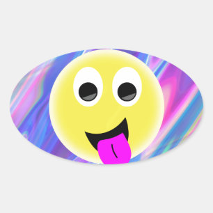 emoji hologram oval sticker