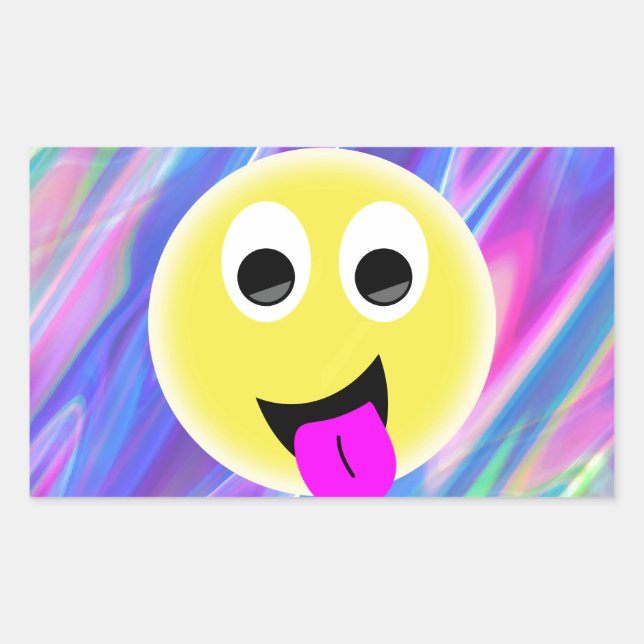 emoji hologram rectangular sticker (Front)