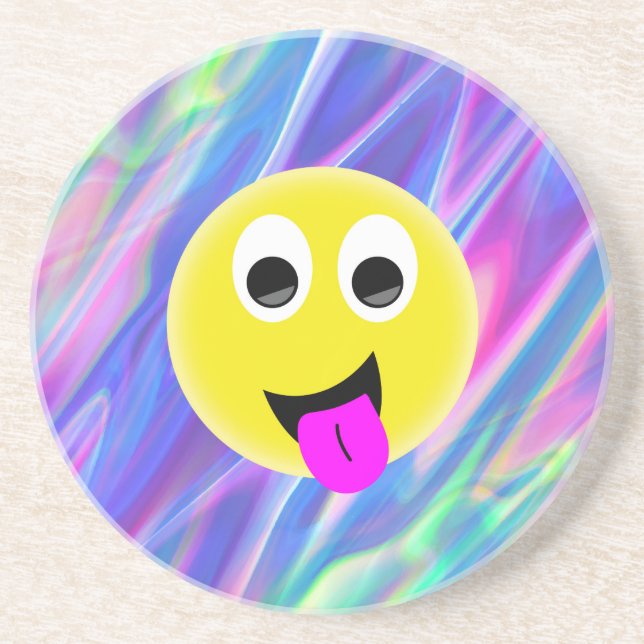 emoji hologram sandstone coaster (Front)