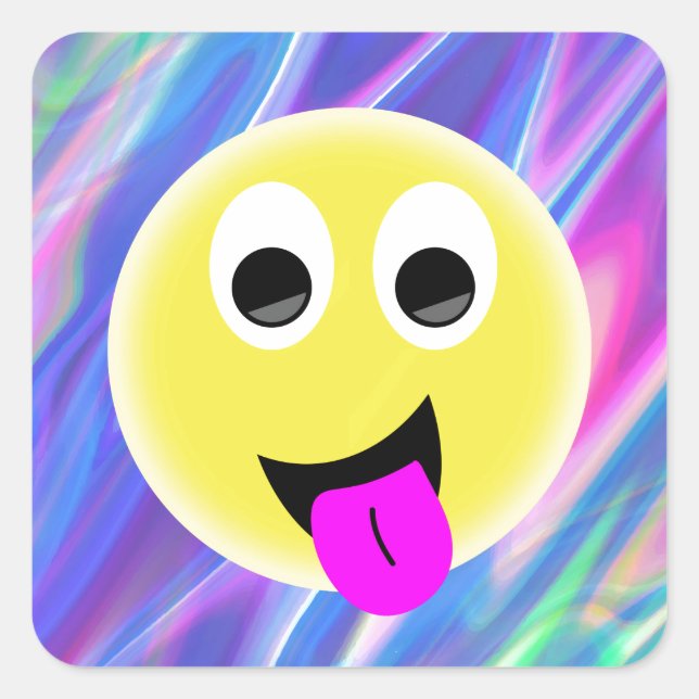 emoji hologram square sticker (Front)