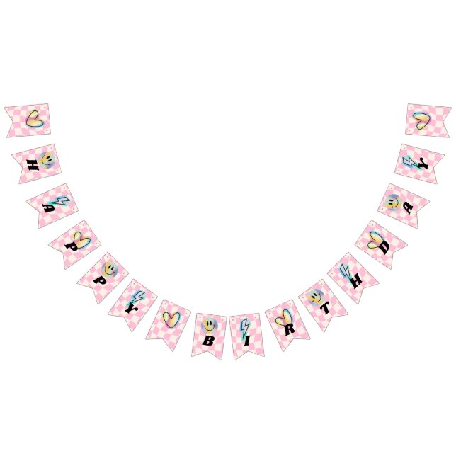 Emoji Holographic Smile Pink Bunting Flags (All)