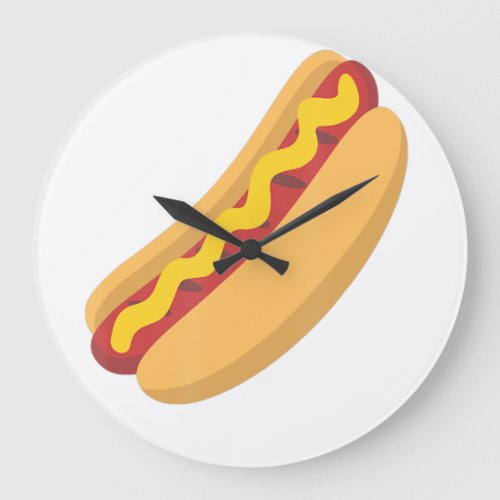 Emoji Hot Dog Sausage Drizzled Mustard Baseball Em Large Clock