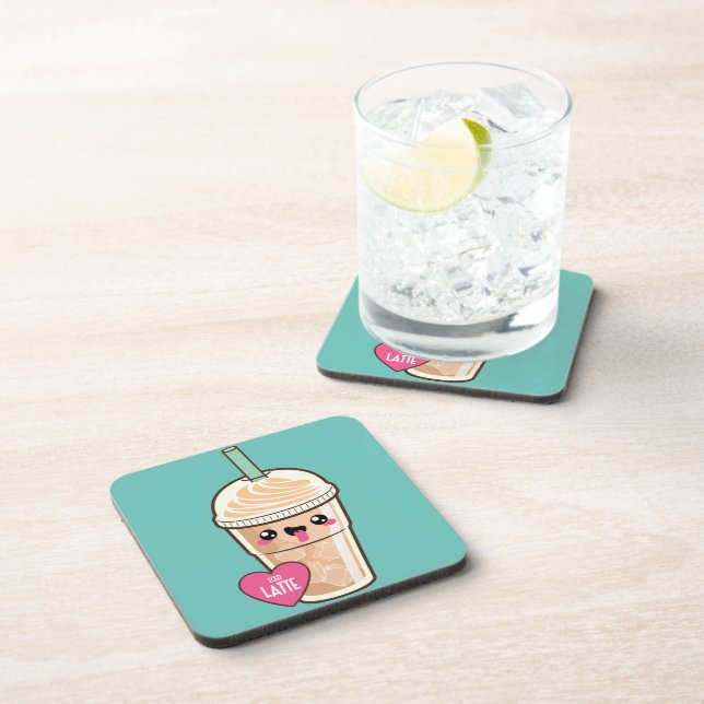 Emoji Iced Latte Drink Coaster (Right Side)