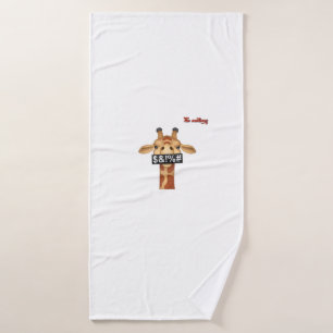emoji insulting angry giraffe face bath towel