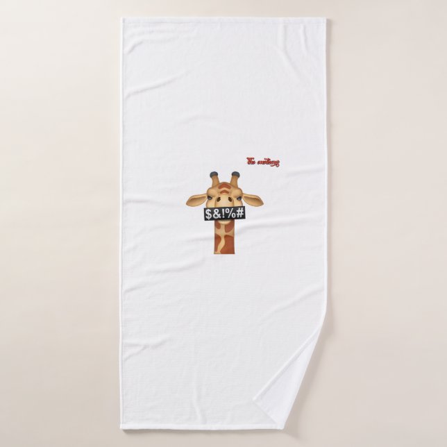 emoji insulting angry giraffe face  bath towel (Bath Towel)
