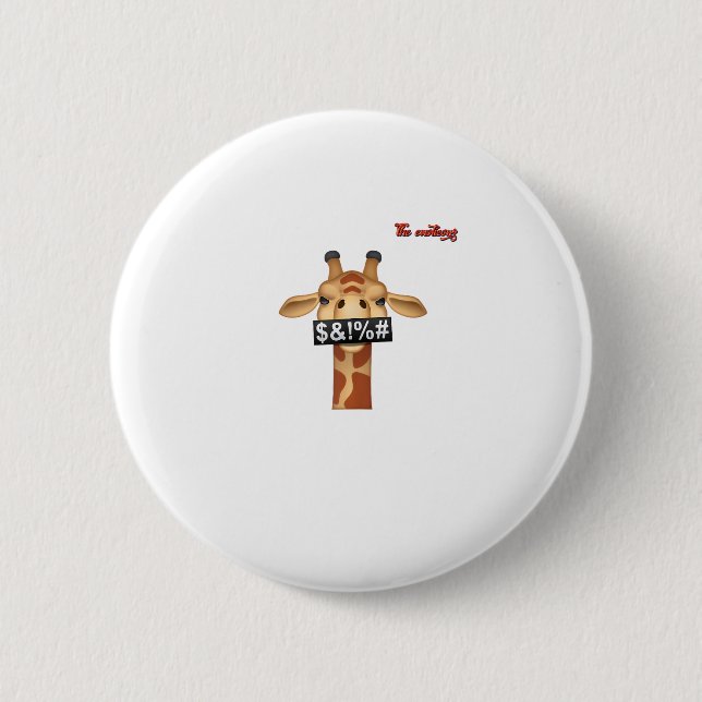 emoji insulting angry giraffe face  button (Front)