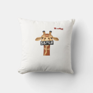 emoji insulting angry giraffe face throw pillow
