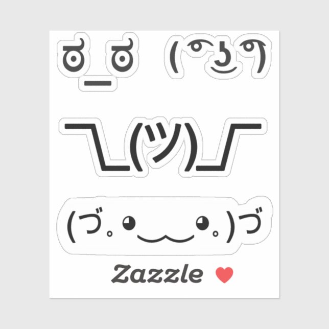 Emoji Kawaii Faces text-based emoticons 4x set Sticker | Zazzle