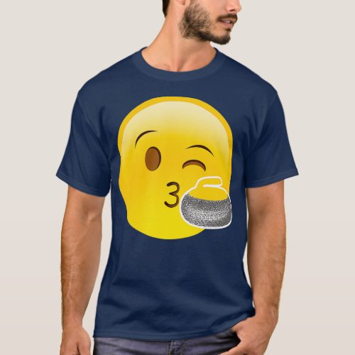 Emoji Kiss Curling Stone Awesome Sport League T_Shirt