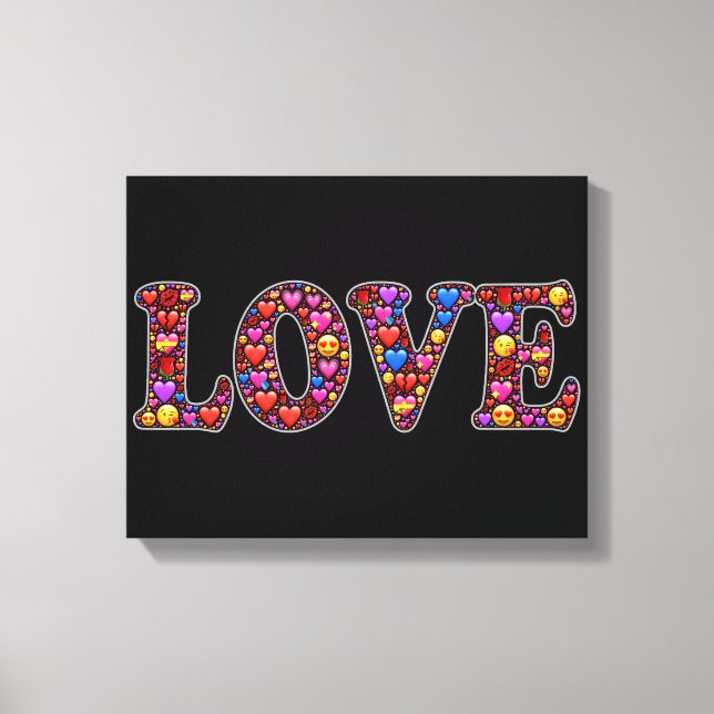 Emoji love wrapped canvas print (Front)