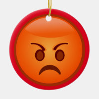 Emoji Mad Face Ceramic Ornament