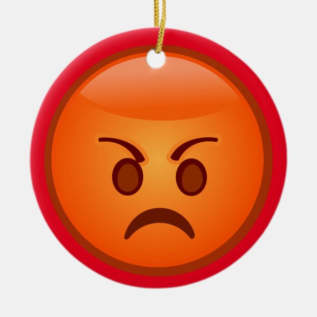 Emoji Mad Face Ceramic Ornament (Front)
