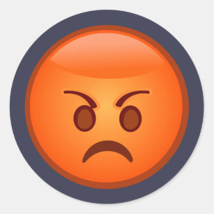 Emoji Mad Face Classic Round Sticker