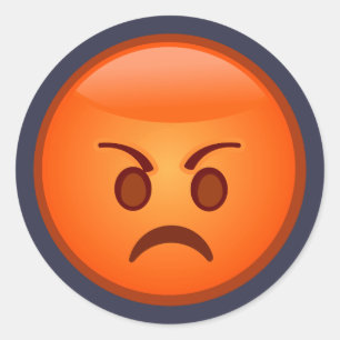 Emoji Mad Face Classic Round Sticker
