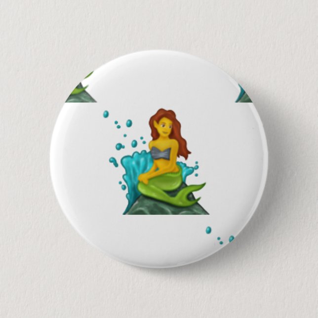 emoji mermaid pinback button (Front)