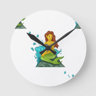 emoji mermaid round clock