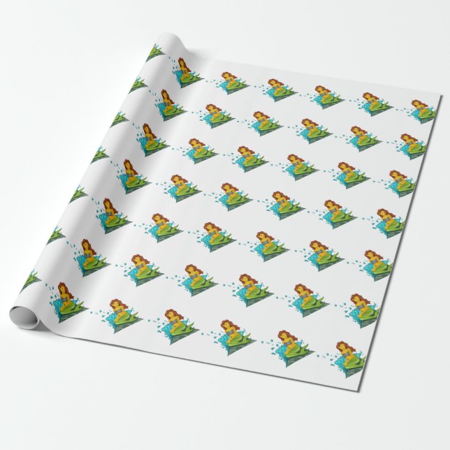 emoji mermaid wrapping paper (Unrolled)