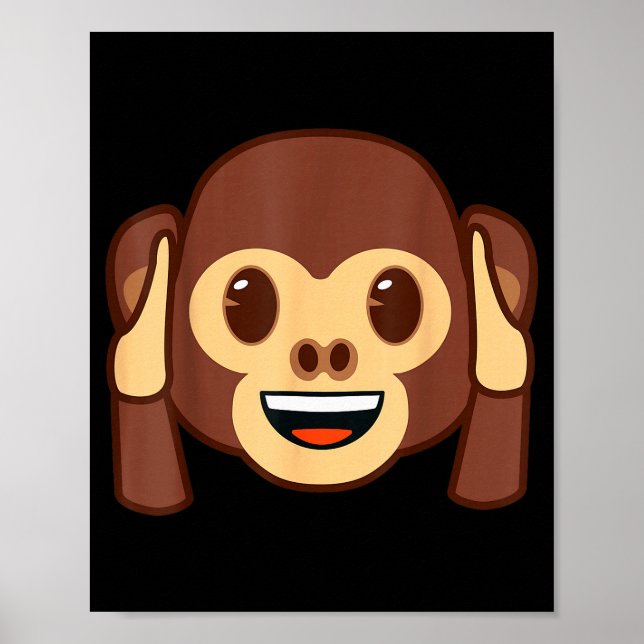 Emoji Monkey Holding Ears Yellow Smile Face  Poster (Front)