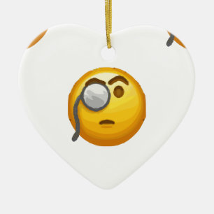 emoji monocle ceramic ornament