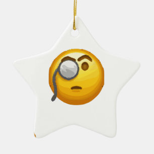 emoji monocle ceramic ornament