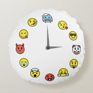 Emoji Mood Clock Face Throw Pillow