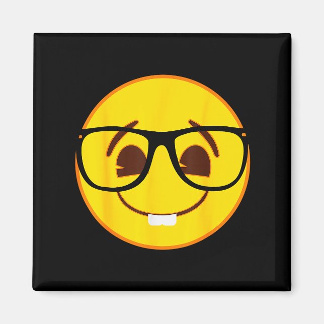 Emoji Nerd Gles Yellow Smile Face  Magnet (Front)