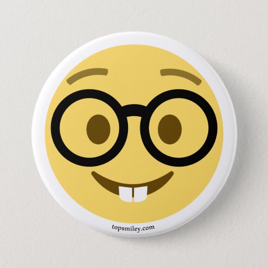 Emoji Nerd With Eyeglasses And Hare Teeth Pinback Button 7911