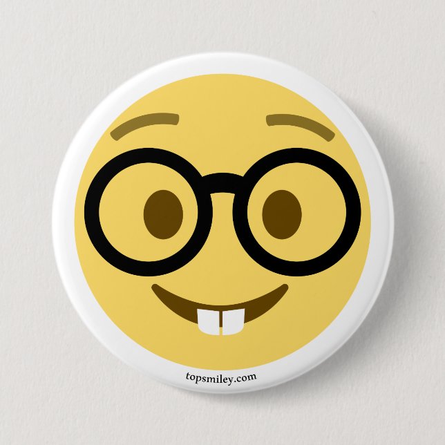 Emoji Nerd with glasses and hazeles Pinback Button (Front)