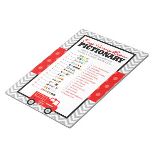 Emoji Nursery Rhyme Firetruck Baby Shower Game Notepad