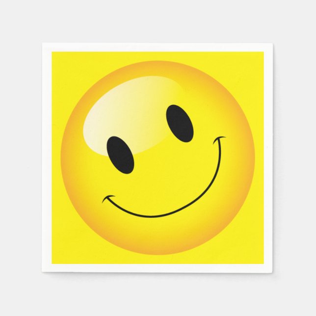 Emoji Party Cheerful Emoticon Happy Face Paper Napkins (Front)
